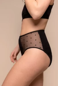 Culotte menstruelle en coton bio made in France, marque Pourprées, modèle Dahlia